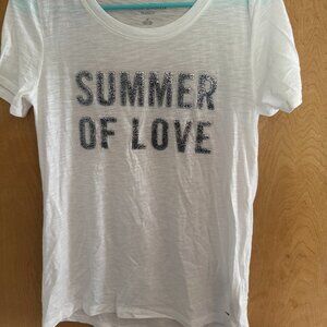 Summer of Love Embellished Sheer White Tee